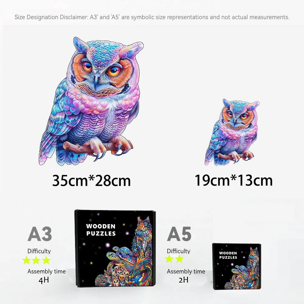 Puzzle en bois – Animaux colorés & motifs artistiques