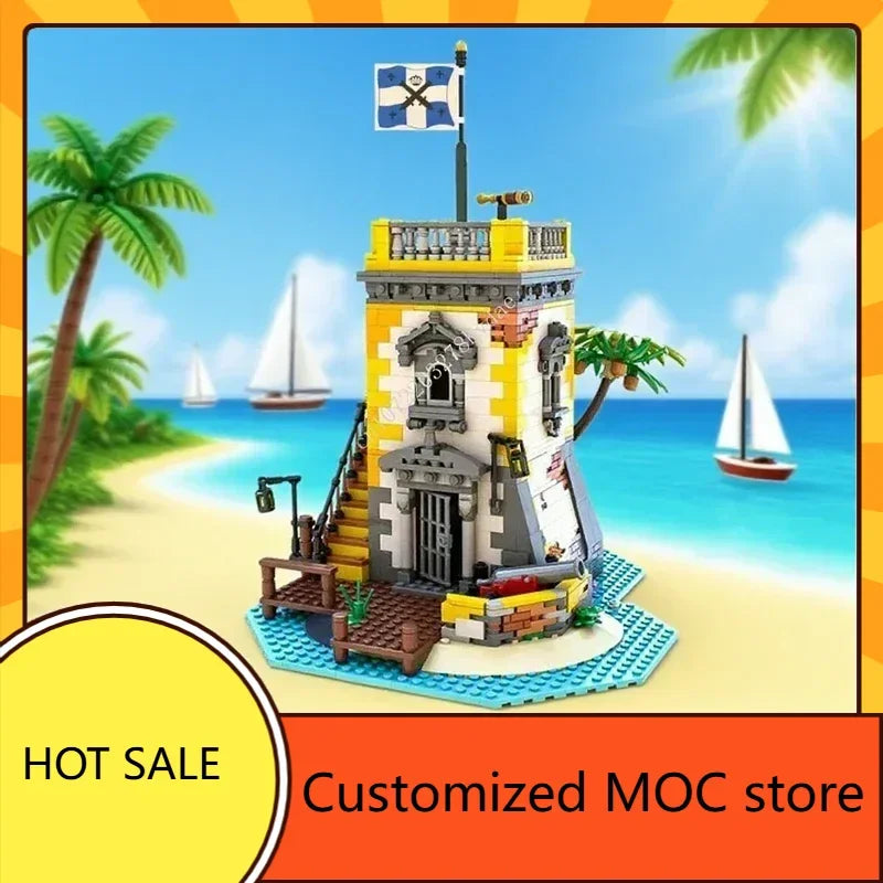 1440PCS MOC Sabre Island Anno Domini Navy Barracuda Bay Defensive Fortress Pirate Puzzles Birthday Part Kids Toys Christmas Gift