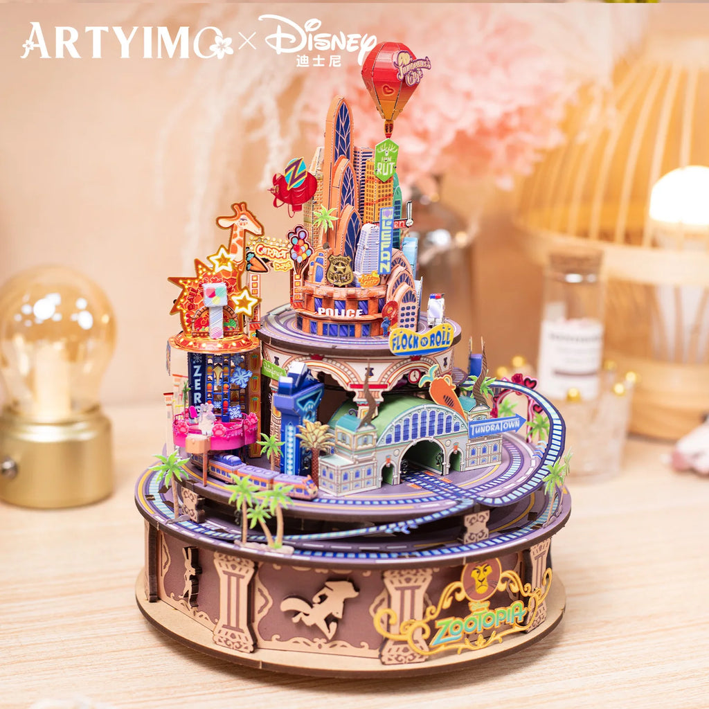 Boîte à Musique Zootopie 3D en Métal – Puzzle DIY à Assembler