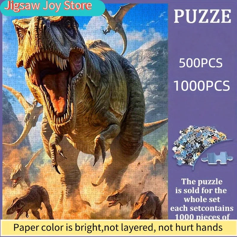 Puzzle Dinosaure T‑Rex – 500 ou 1 000 pièces – Puzzle adulte en papier – Décoration Jurassic