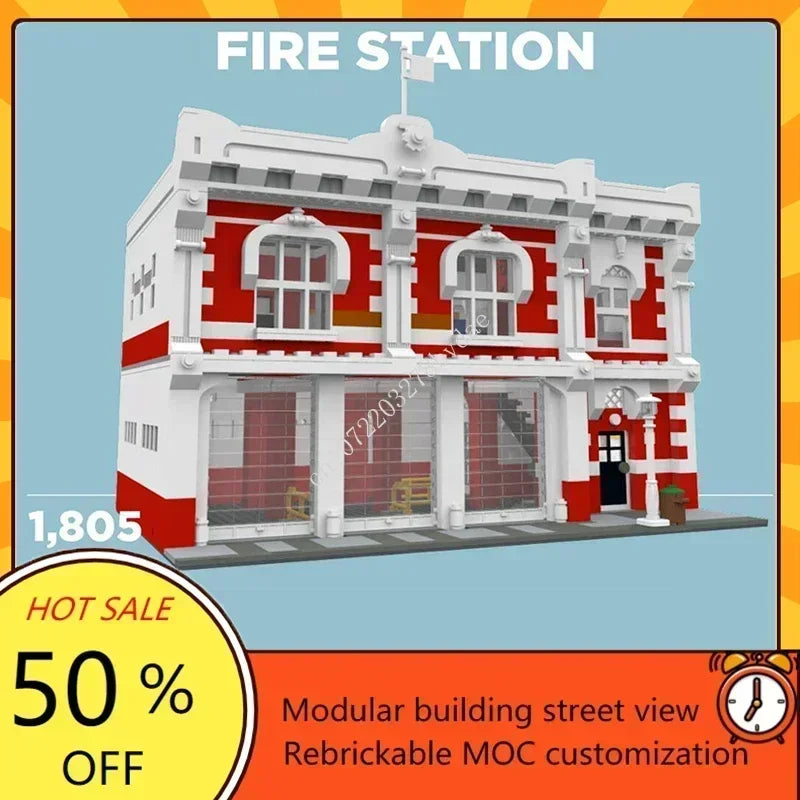 Caserne de Pompiers MOC en Blocs de Construction – 1805 Pièces