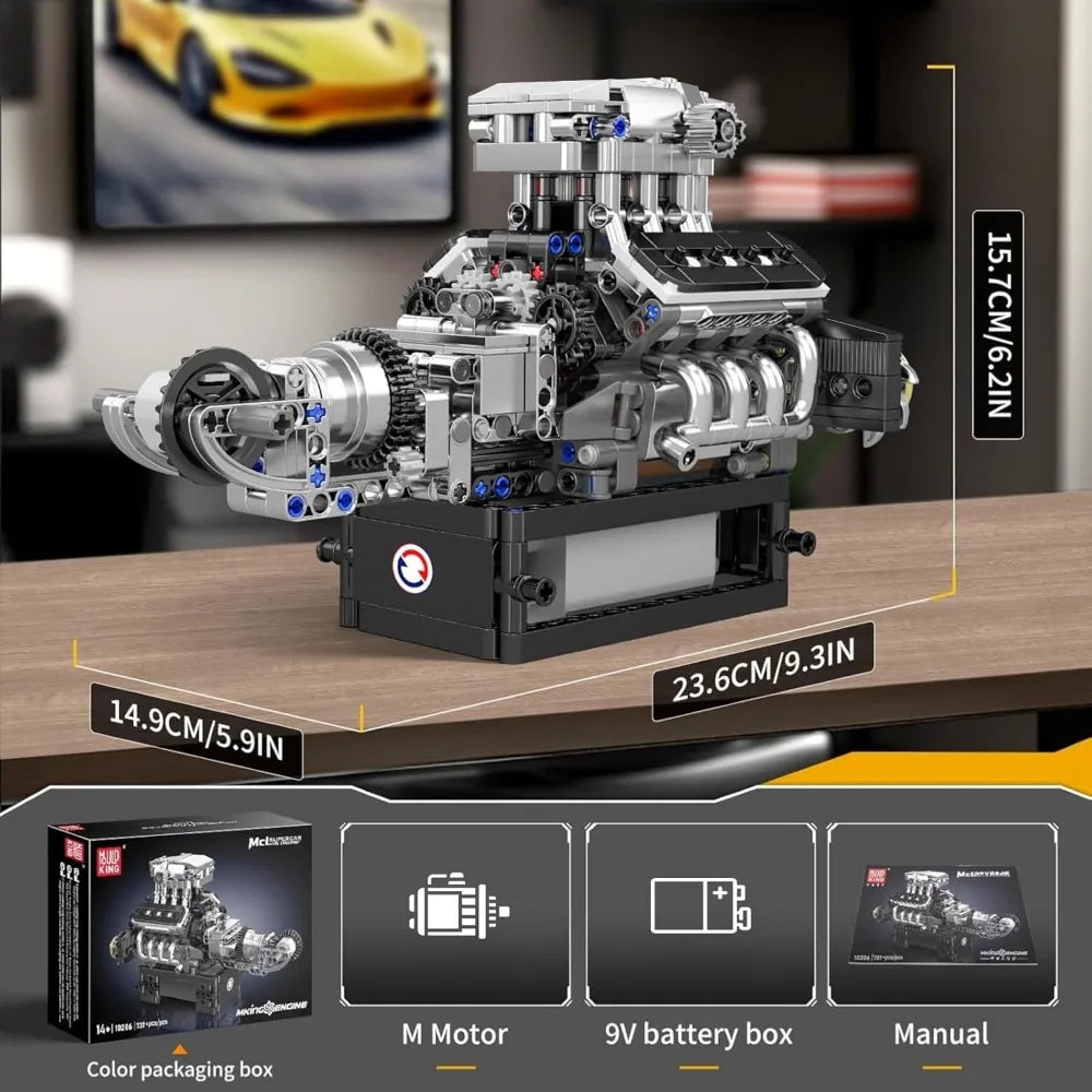 Moteur V8 de Supercar – Maquette Mécanique 733 Pièces à Construire