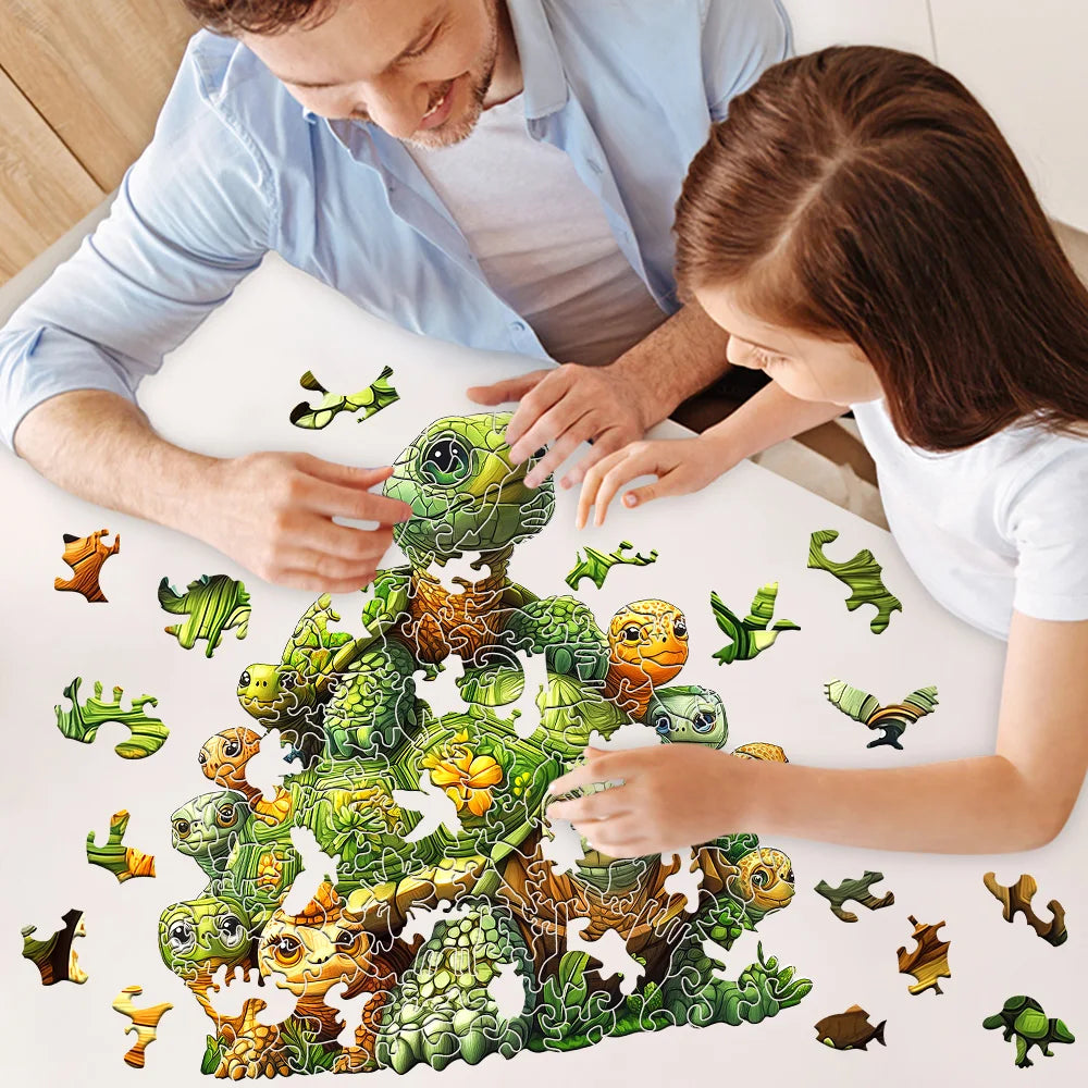 Puzzle Tortue en Bois – Pièces aux formes originales – Niveau difficile