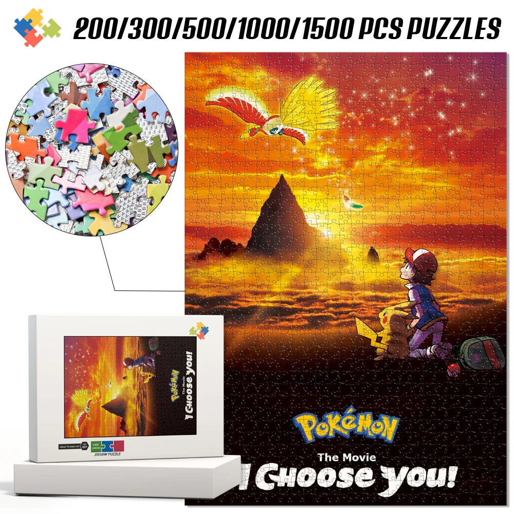 Puzzle Pokémon – Sacha & Ho-Oh au coucher du soleil | 200 à 1500 pièces
