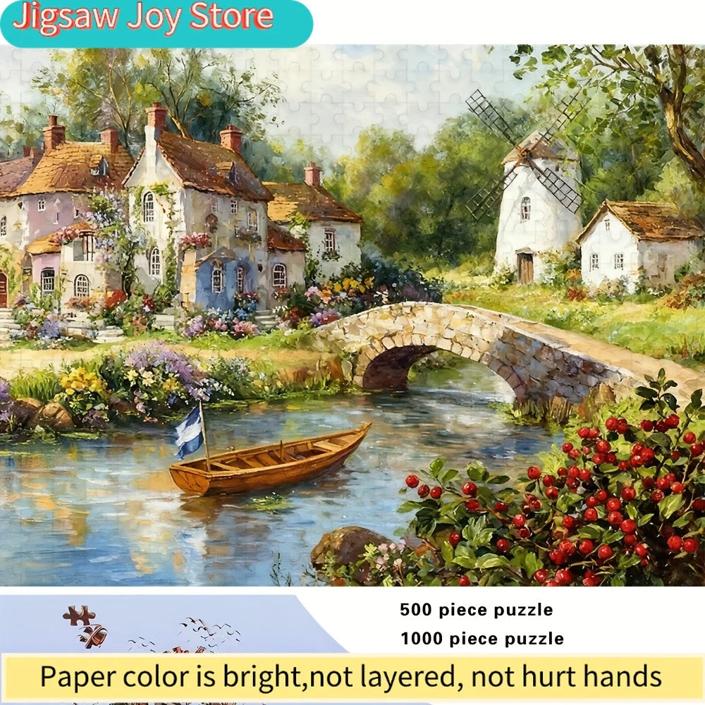 Puzzle Paysage de Village – 500/1000 Pièces – Défi & Détente pour Adultes