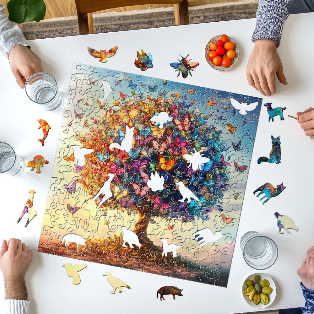 Puzzle en bois Arbre aux Papillons – Pièces originales
