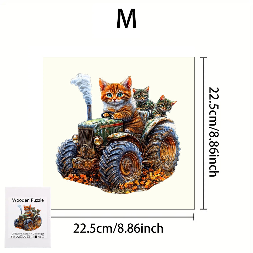 Puzzle en bois animaux – Chat, renard et vache | Pièces aux formes irrégulières