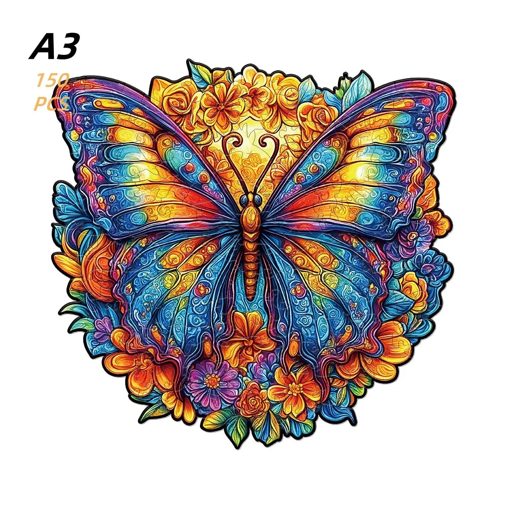 Puzzle en bois – Animaux colorés & motifs artistiques