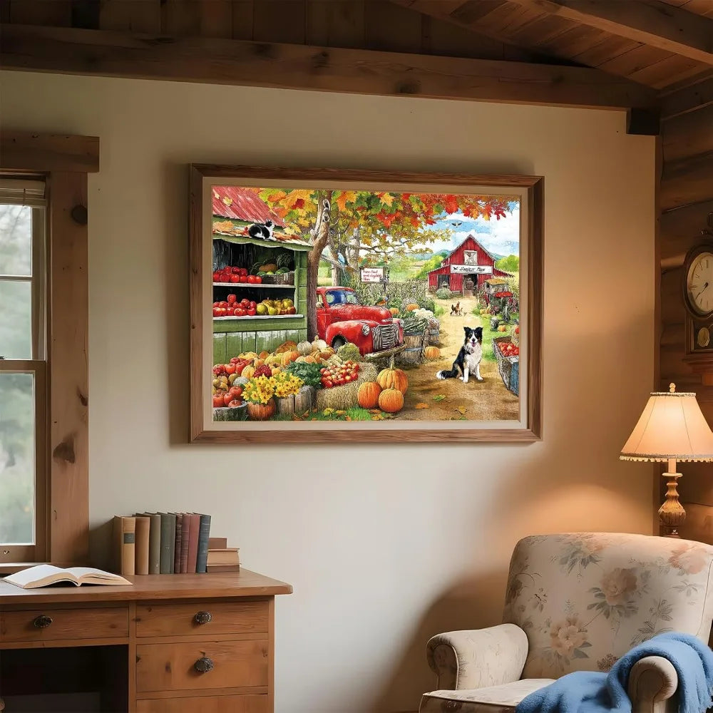 Puzzle Ferme en Automne avec Chien – 120 à 1000 Pièces