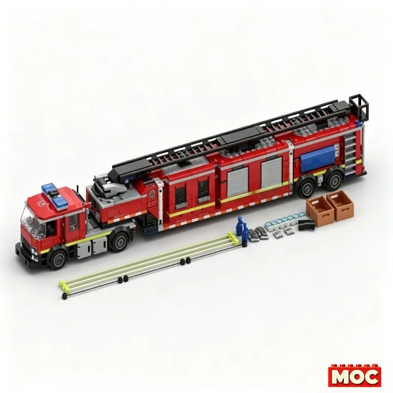 Camion de Pompiers à Construire – 1 250 Pièces – Modèle MOC