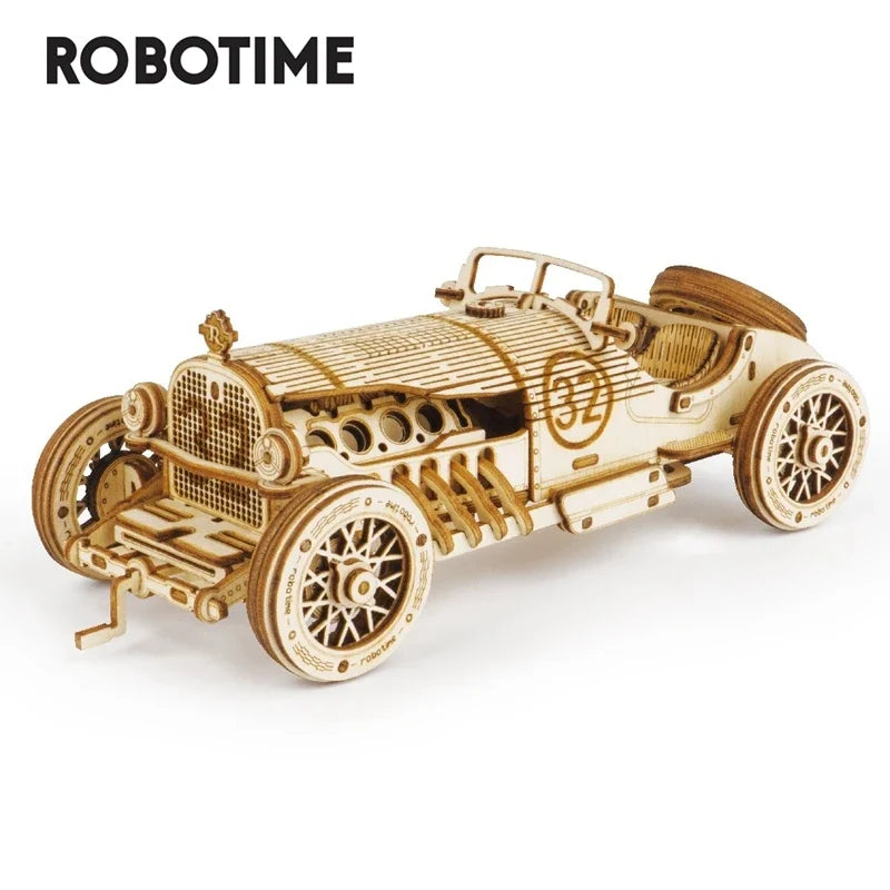 Puzzle 3D en bois – Locomotive et véhicules à construire