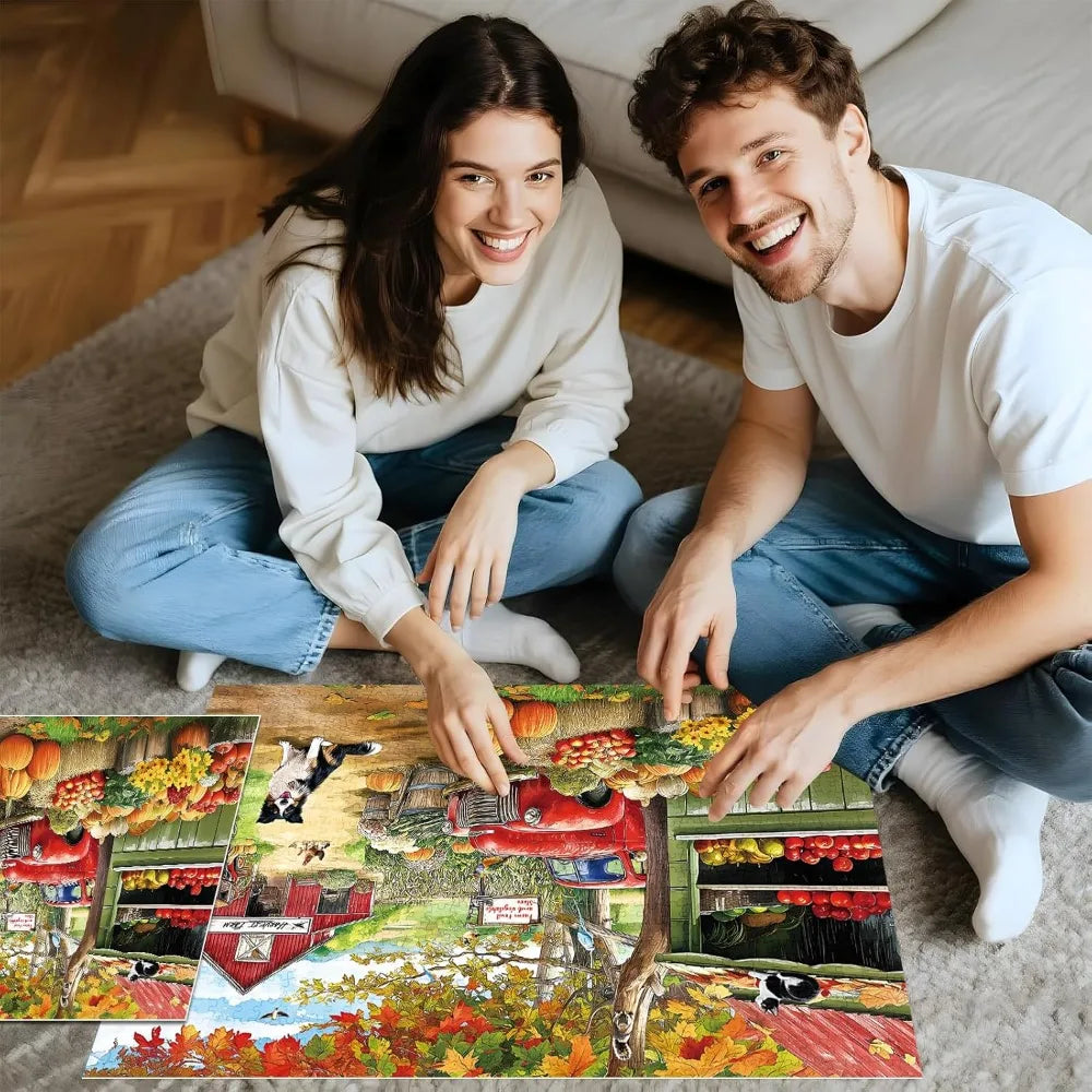 Puzzle Ferme en Automne avec Chien – 120 à 1000 Pièces