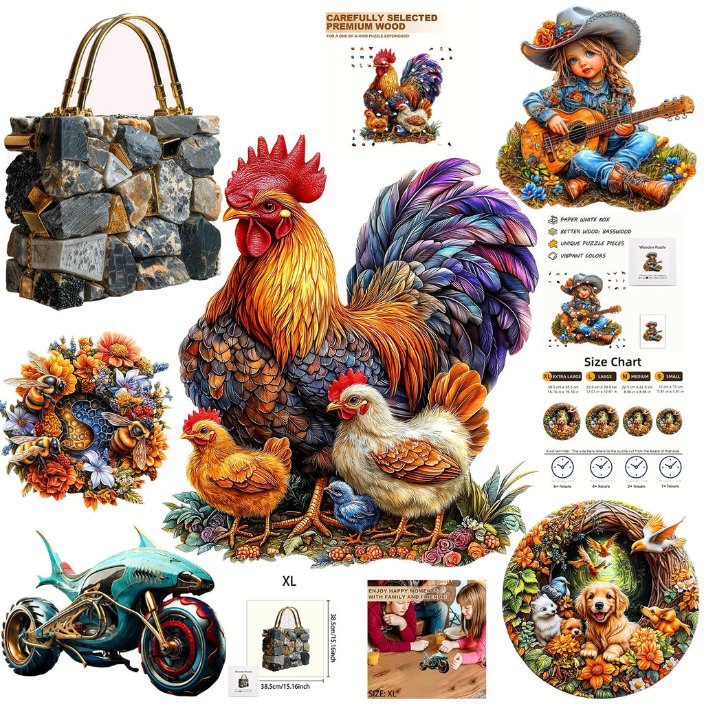 Puzzle en Bois Animaux – Pièces aux Formes Irrégulières