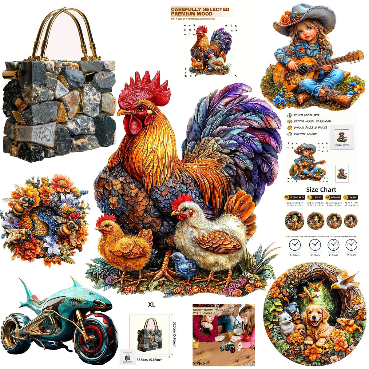 Puzzle en Bois Animaux – Pièces aux Formes Irrégulières
