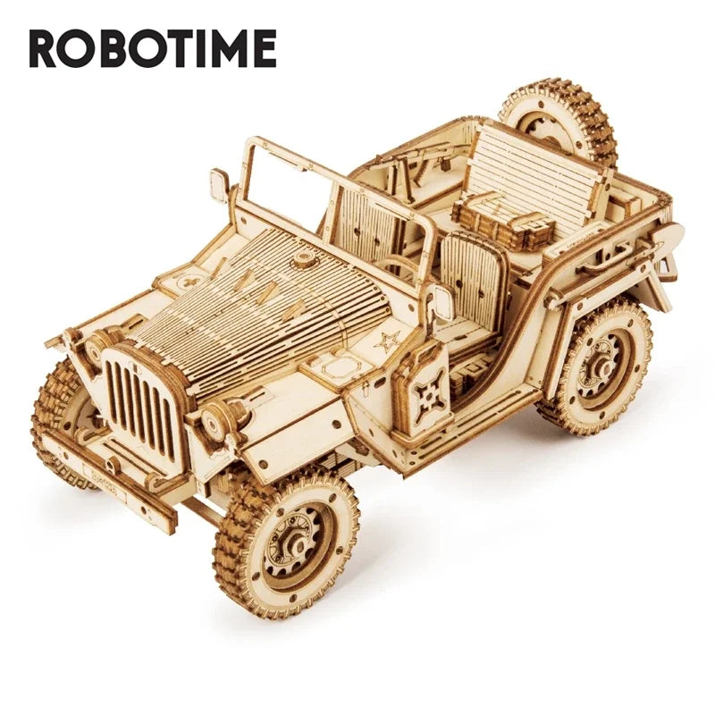 Puzzle 3D en bois – Locomotive et véhicules à construire