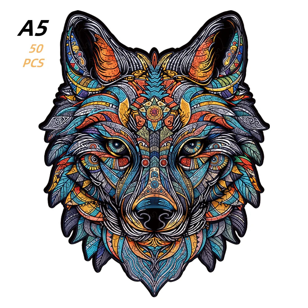 Puzzle en bois – Animaux colorés & motifs artistiques