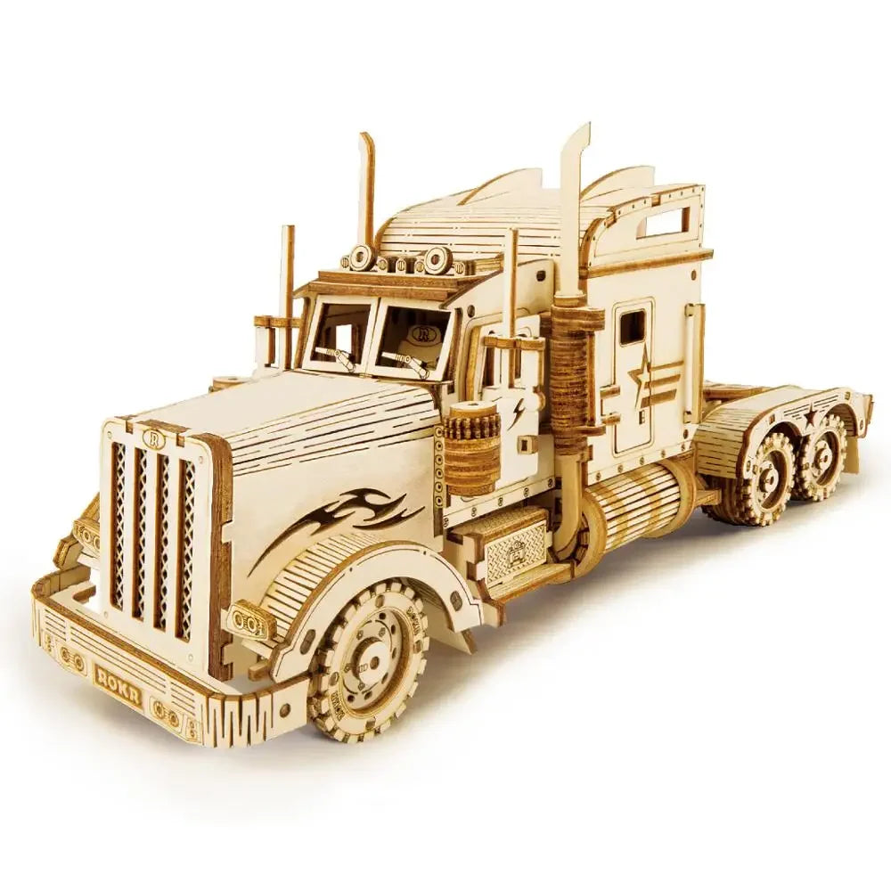 Puzzle 3D en bois – Locomotive et véhicules à construire