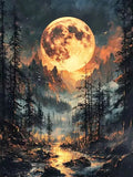 Puzzle Pleine Lune & Forêt de Pins – Paysage nocturne de montagne
