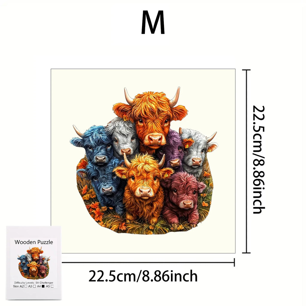 Puzzle en bois animaux – Chat, renard et vache | Pièces aux formes irrégulières