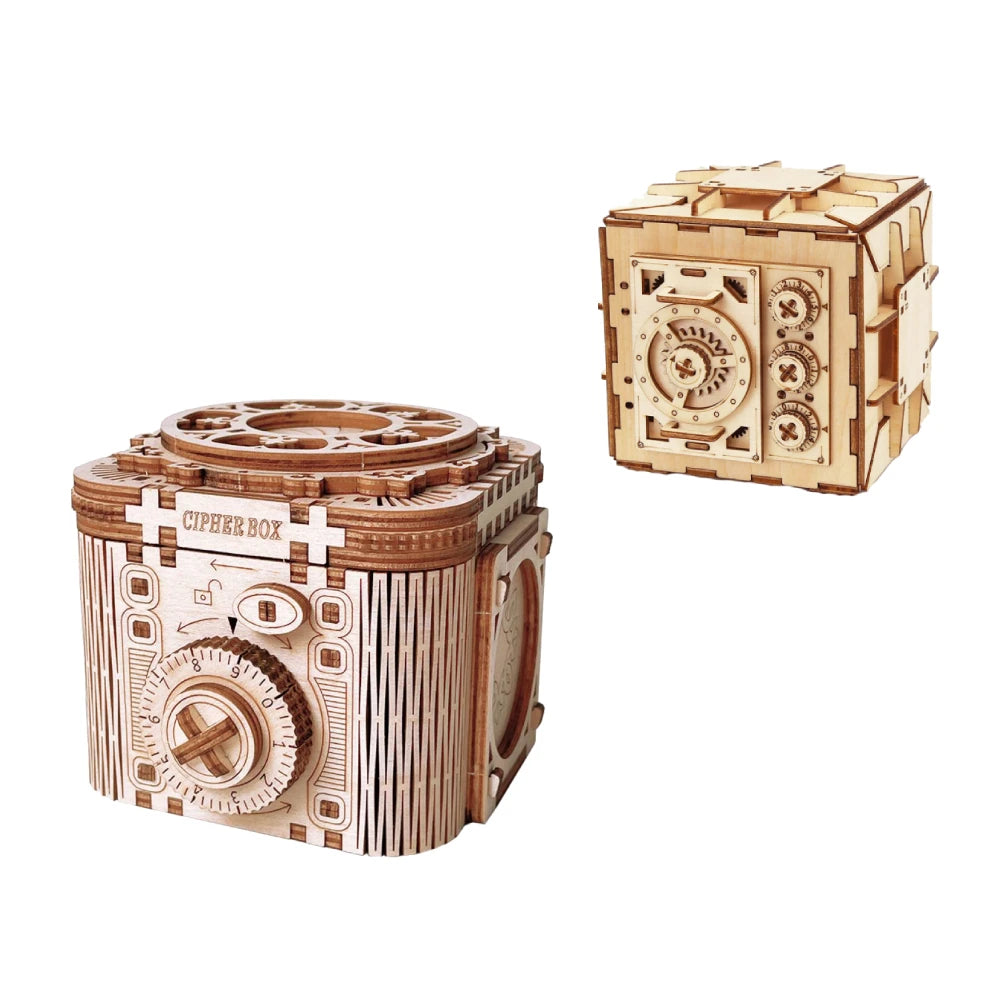 Boîte à Bijoux Mécanique 3D en Bois – Puzzle à Assembler avec Verrouillage