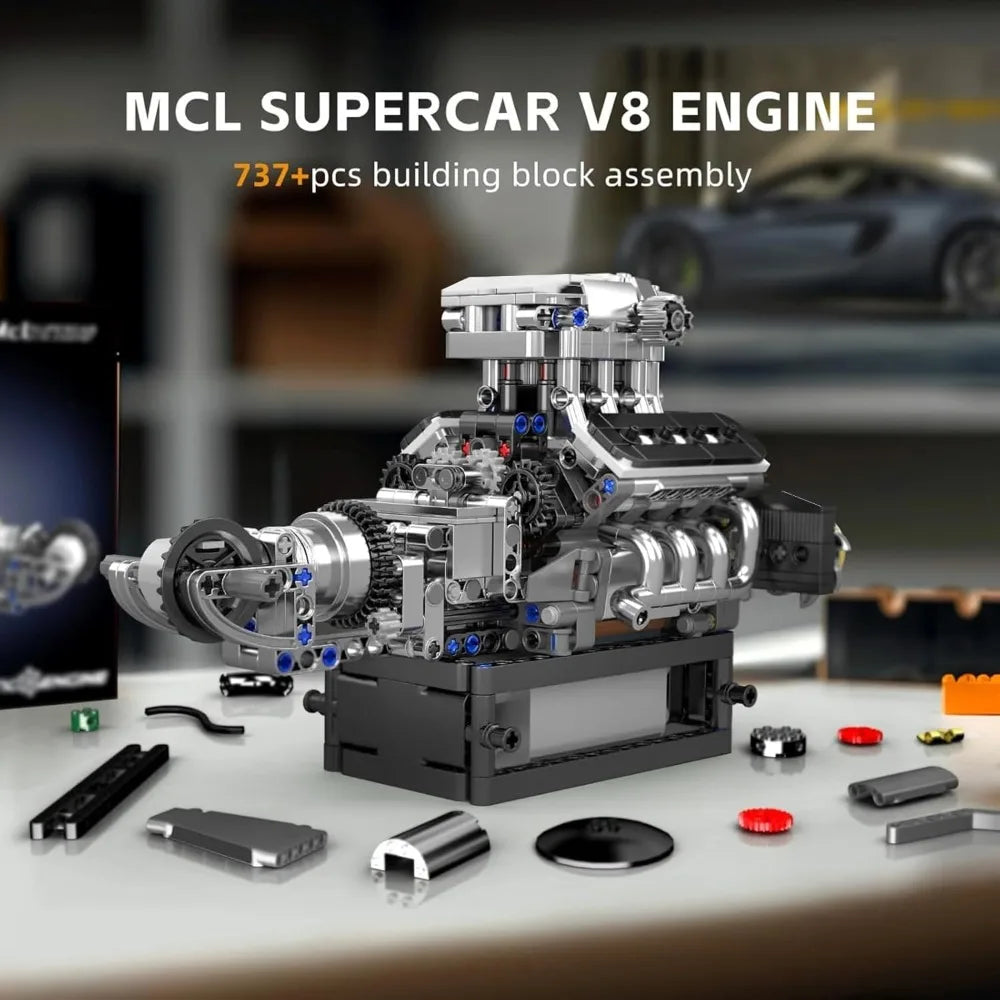 Moteur V8 de Supercar – Maquette Mécanique 733 Pièces à Construire