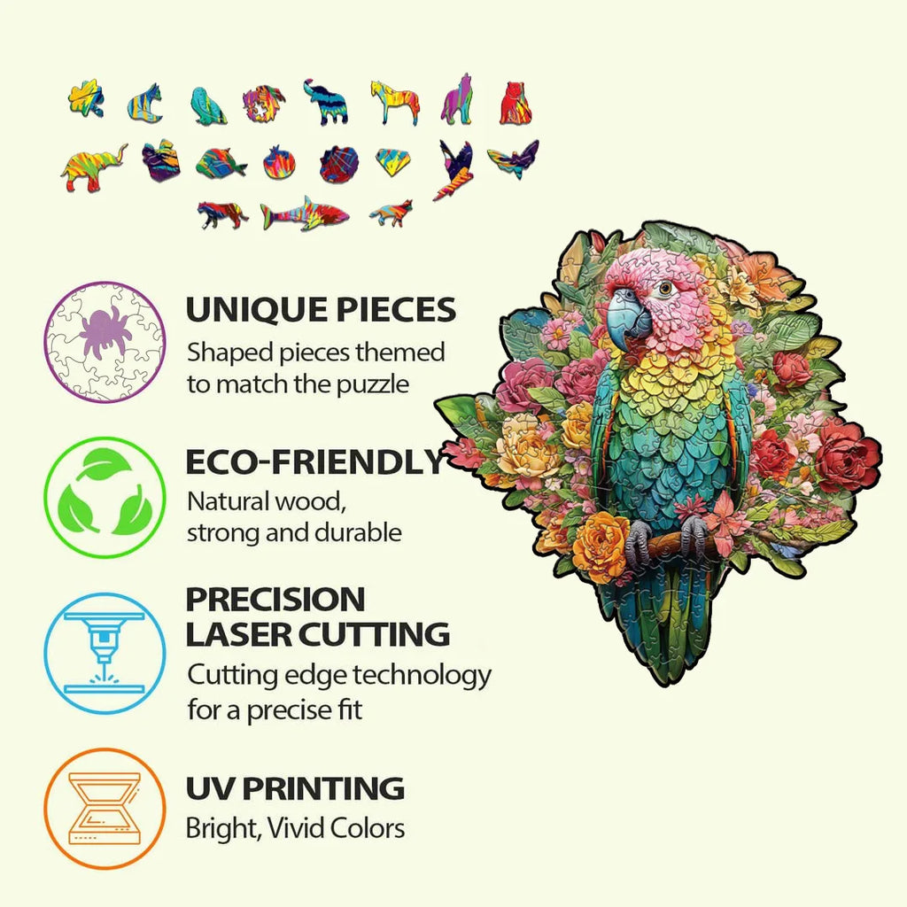 Puzzle 3D en bois – Animaux fantastiques colorés à assembler
