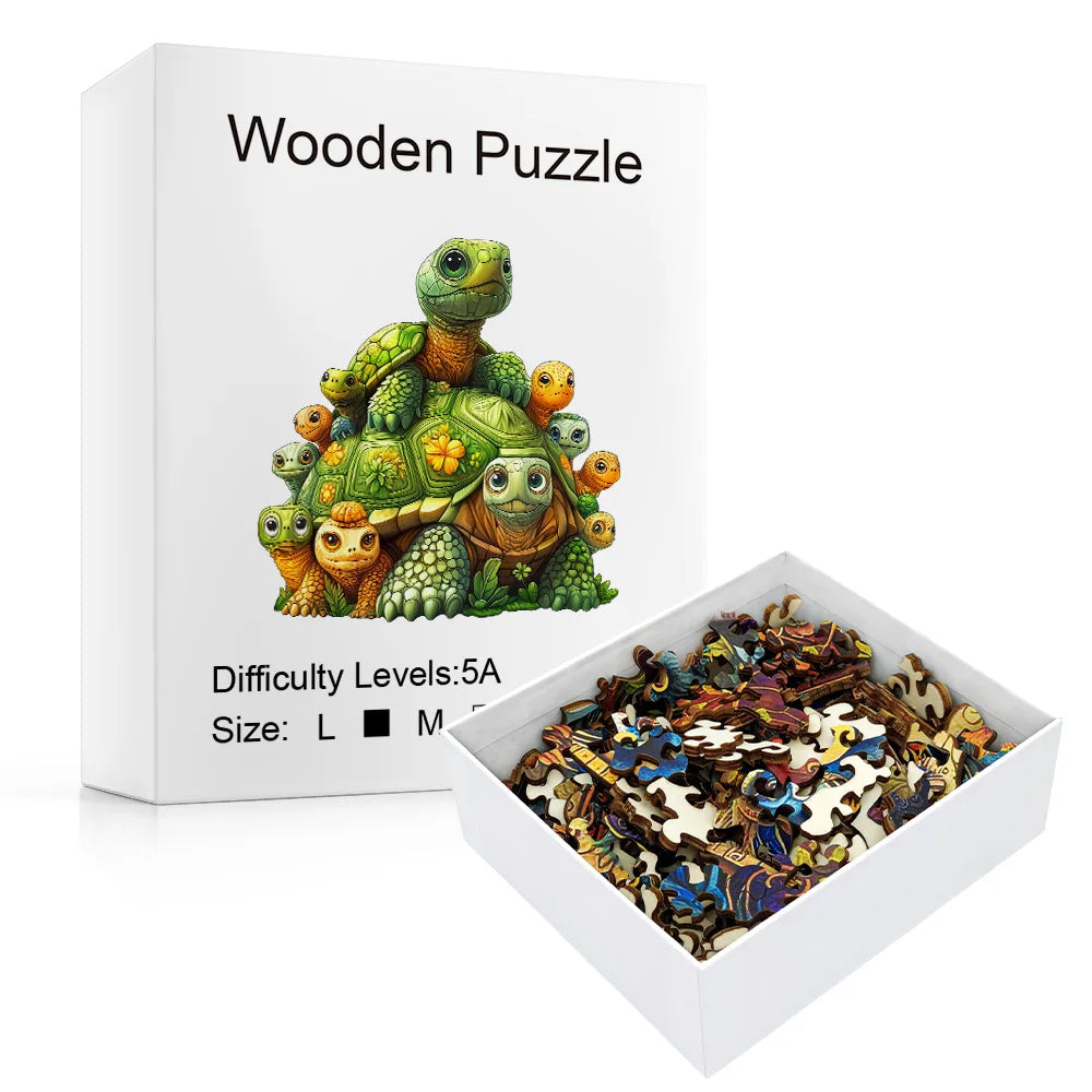 Puzzle Tortue en Bois – Pièces aux formes originales – Niveau difficile