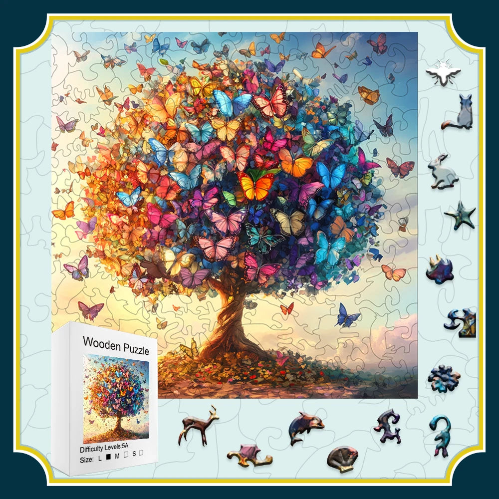 Puzzle en bois Arbre aux Papillons – Pièces originales