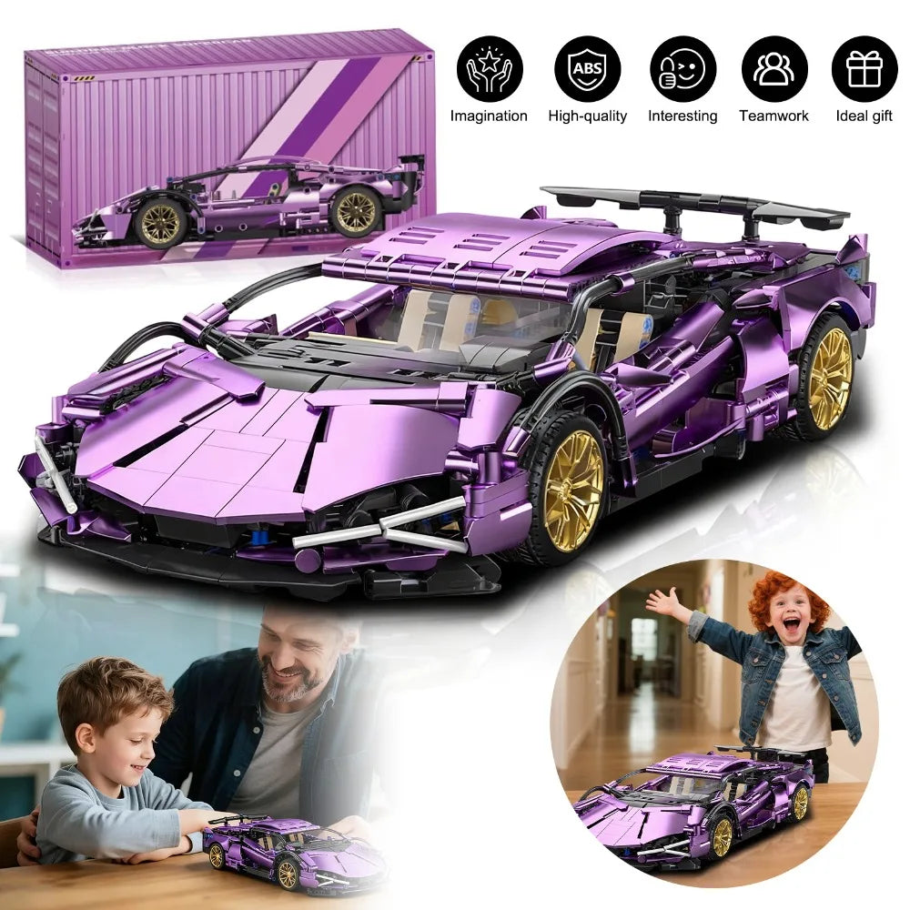 Back-to-school Gifts,Model Car Assembly Kit, DIY Model Assembly,Super Sports Car Sets, Technology Sports Car Model 1:14 Racing Car Model,  DIY Assembly Toy Creative Gift