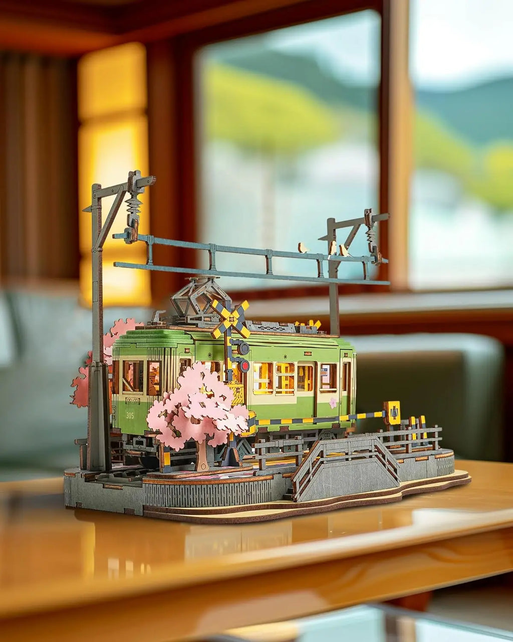 Maquette 3D en Bois avec Tramway & Éclairage LED