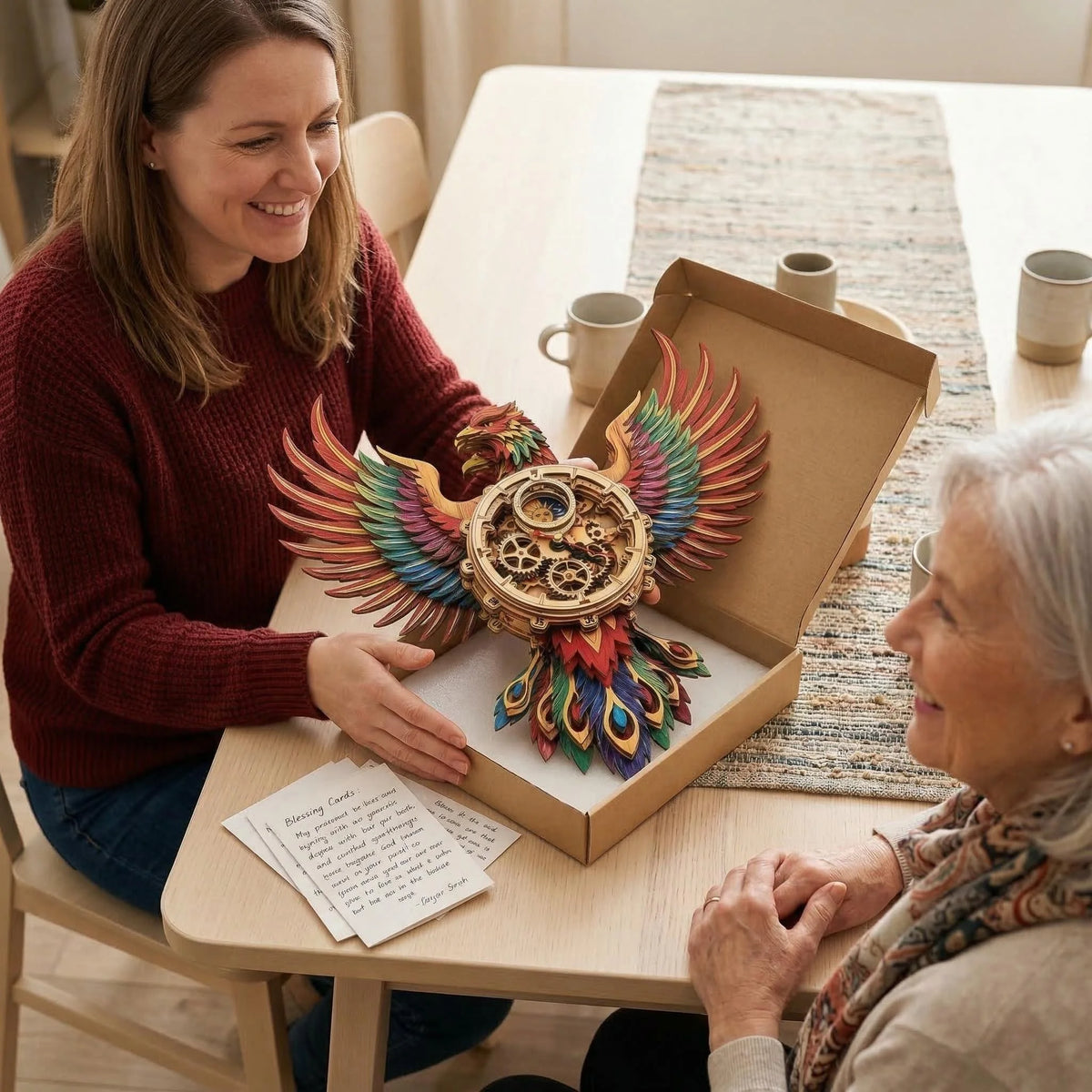 Horloge Phénix 3D en bois – Puzzle mécanique DIY à assembler