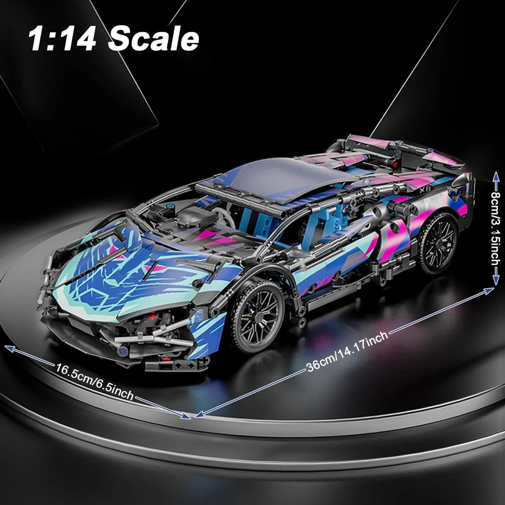 Voiture de Sport 1:14 avec LED – Maquette en Blocs à Construire
