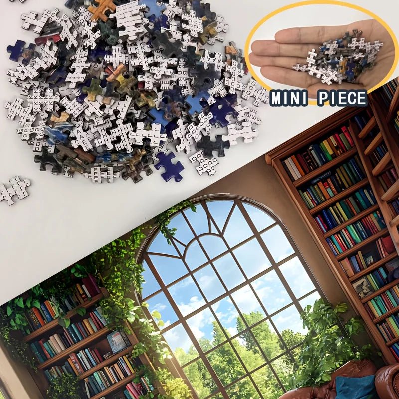 Mini puzzle 1 000 pièces – Bibliothèque botanique et salon d’étude – 38 × 26 cm