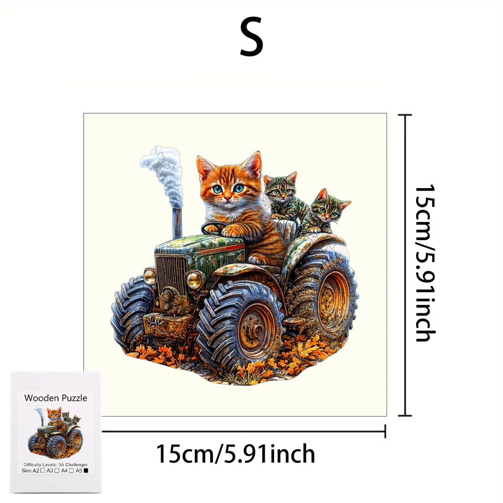 Puzzle en bois animaux – Chat, renard et vache | Pièces aux formes irrégulières
