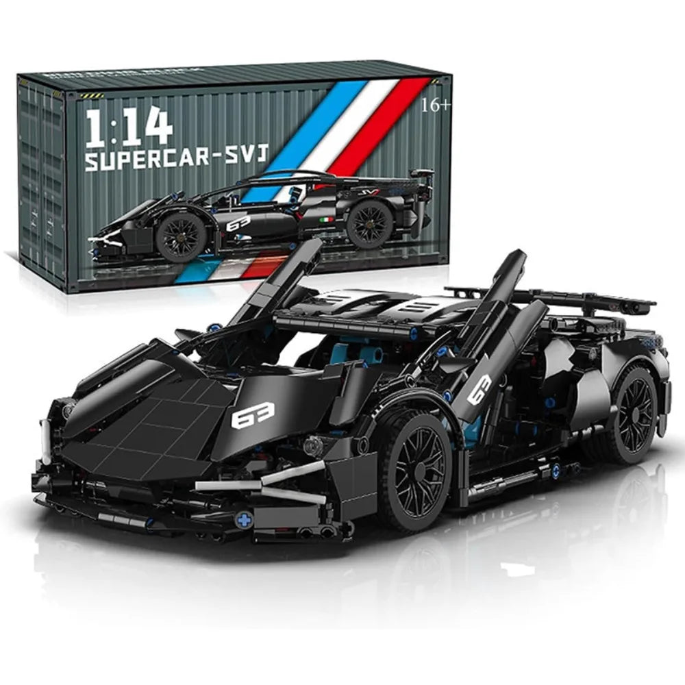 Supercar Noire 1:12 à Construire – 1 314 Pièces – Portes & Capots Ouvrants