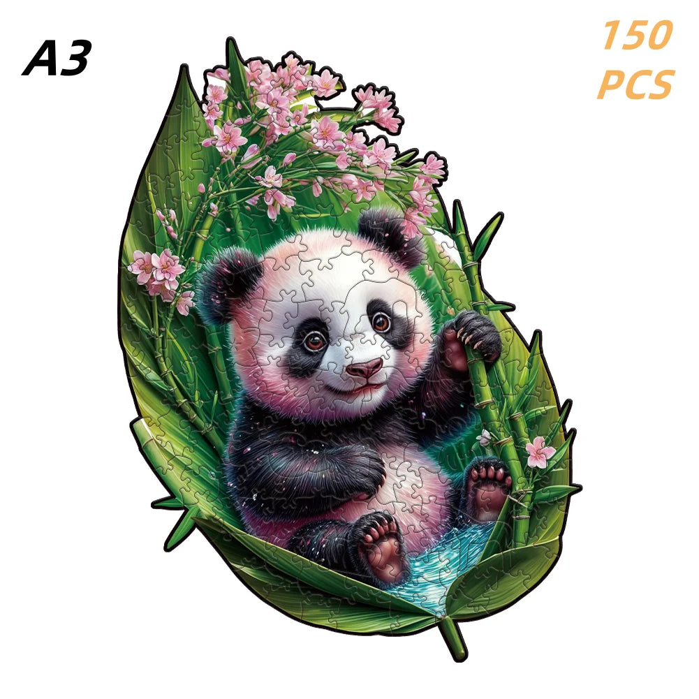 Puzzle en bois – Animaux colorés & motifs artistiques