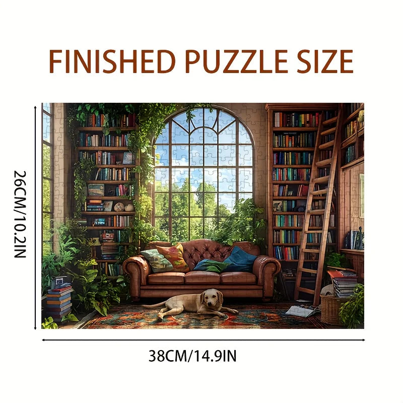 Mini puzzle 1 000 pièces – Bibliothèque botanique et salon d’étude – 38 × 26 cm
