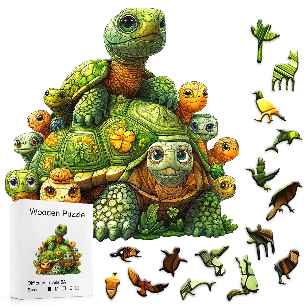 Puzzle Tortue en Bois – Pièces aux formes originales – Niveau difficile