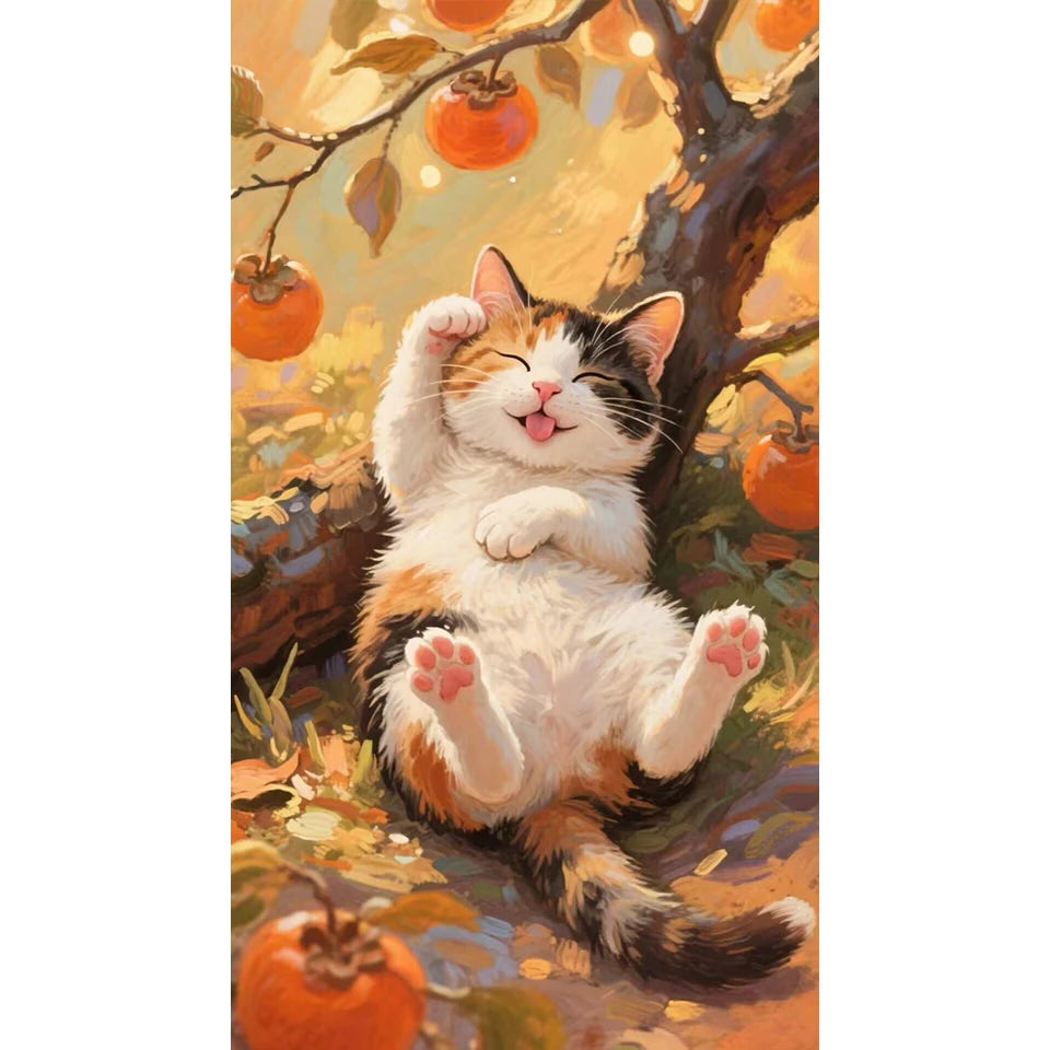 Puzzle Chat & Kakis – 500 à 2000 pièces – Illustration colorée