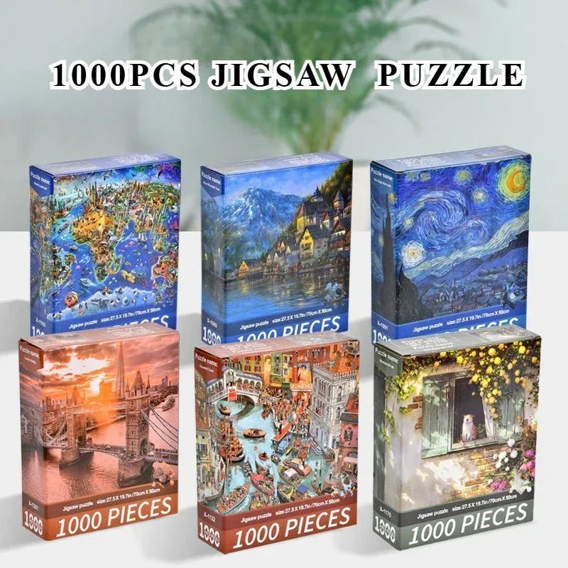 Puzzle paysages et villes – 1 000 pièces, 70 × 50 cm