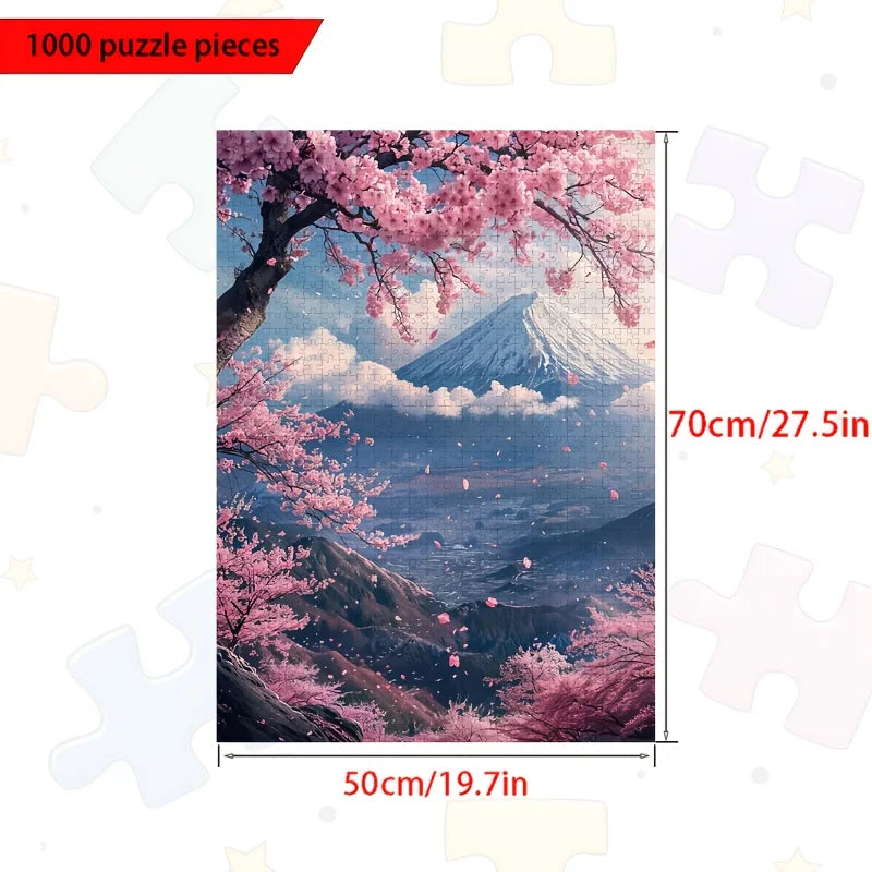 Puzzle Japon 1000 Pièces – Mont Fuji & Cerisiers en Fleurs – Paysage Japonais